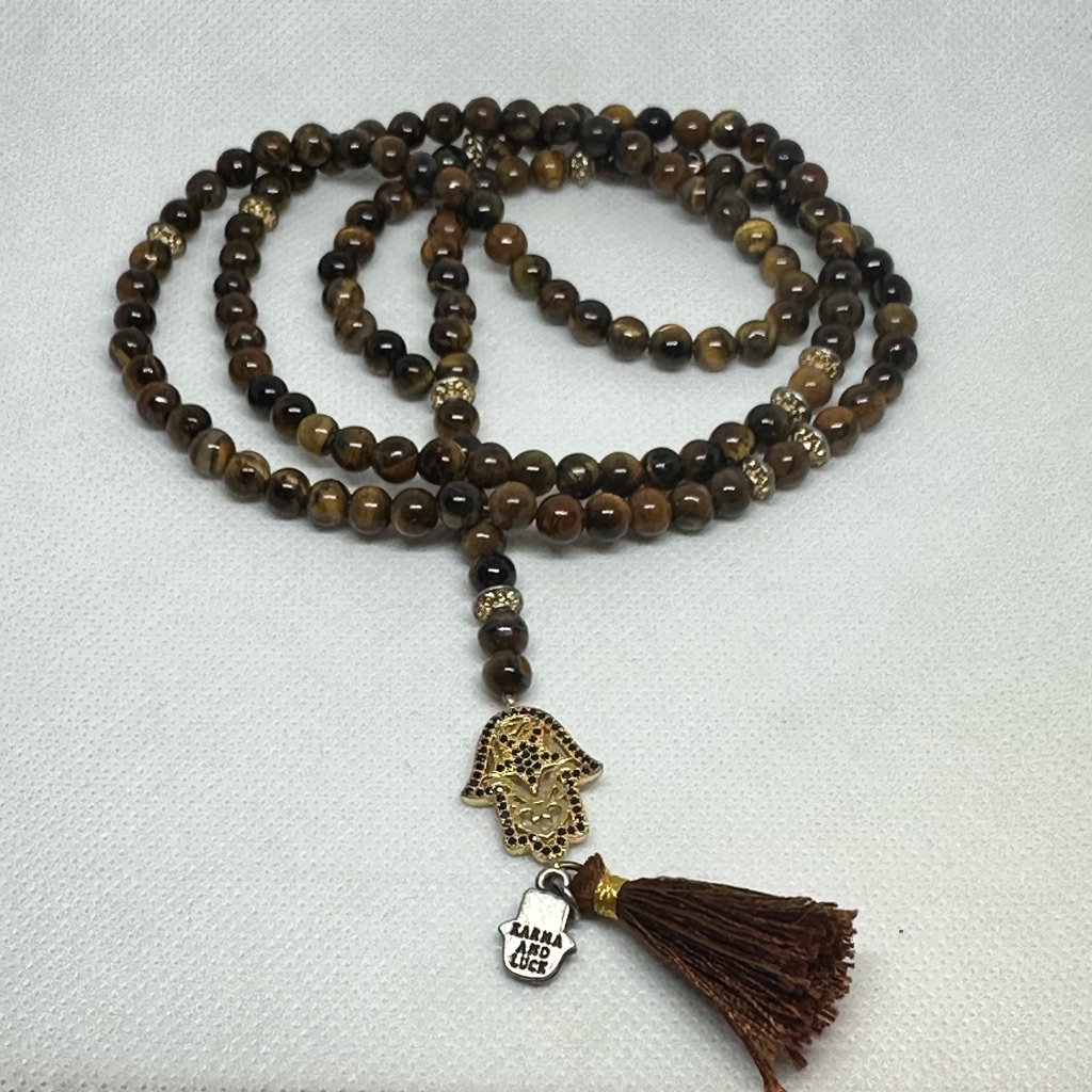 Karma And Luck Tigers Eye Mala 35$